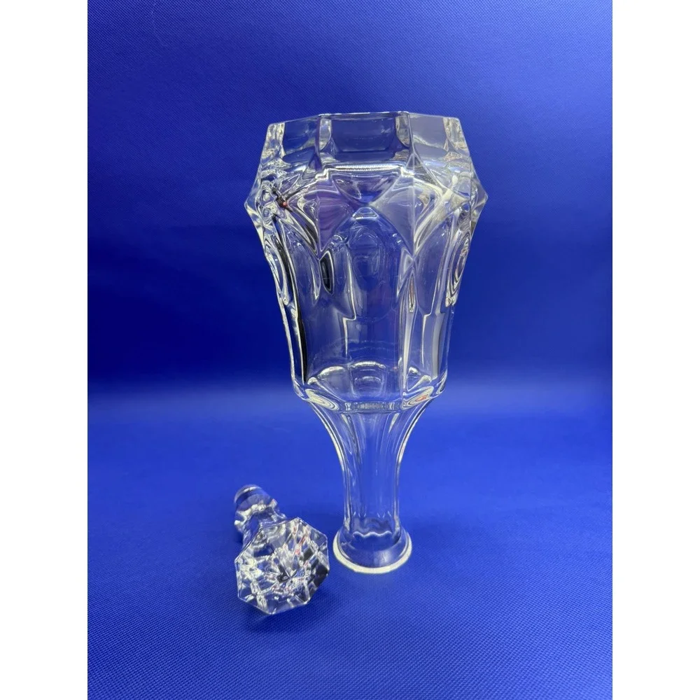 Vintage Bohemian Czech‎ Cut Clear Crystal Glass Wine Decanter